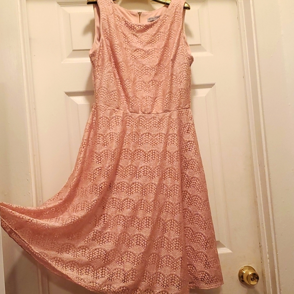 Danny & Nicole lace fit & flare dress, size 10, peach